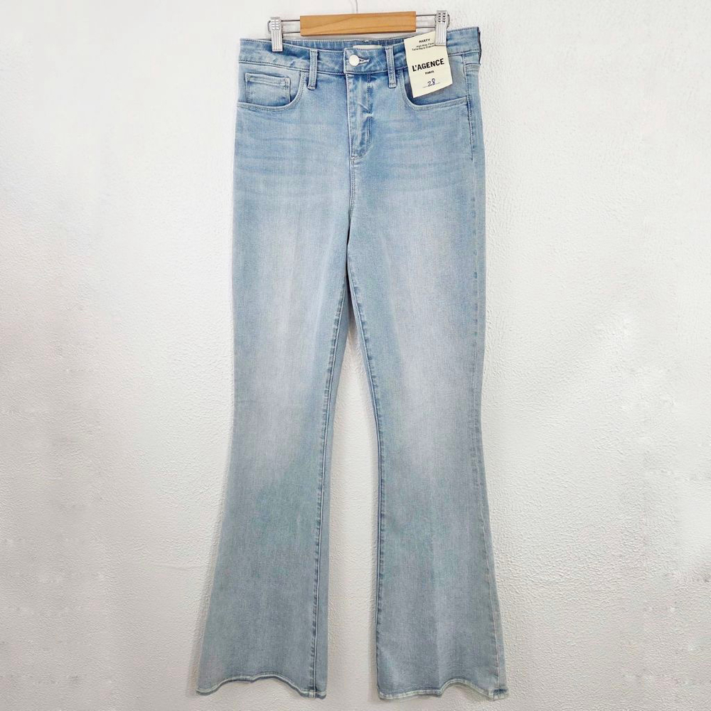 L'agence The Marty flare jeans Dorian light blue stretch denim women's 28 new NW - Picture 3 of 6